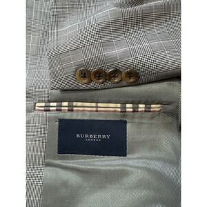 40R Burberry London Sport Coat Blazer Jacket  Mini Houndstooth Pink Check Gray